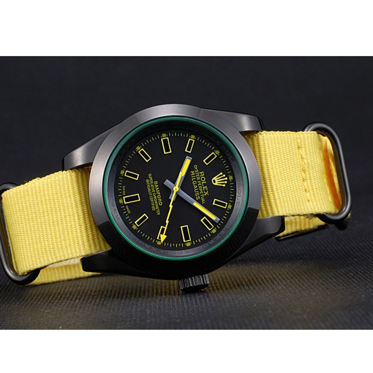 AAA Replica Watches Rolex Yellow Strap 621999 Nylon Milgauss Bamford 0723